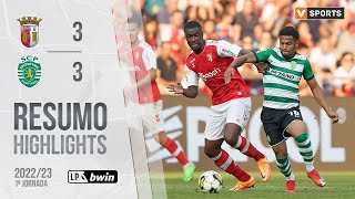 Highlights  Resumo SC Braga 33 Sporting Liga 2223 1 [upl. by Llemar]