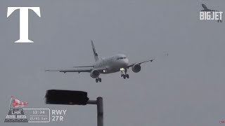 Shaky landings at Londons Heathrow airport as Storm Isha approaches [upl. by Enelyt784]