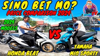 HONDA BEAT 2024 VS YAMAHA MIO SPORTY 2024  2024 MODEL  INSTALLMENT PRICE COMPARISON [upl. by Aehta]