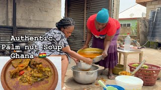 Cooking Authentic Ghana PALM NUT SOUP \ BANGA with FUFU in Real town  West Africa [upl. by Sylvan]