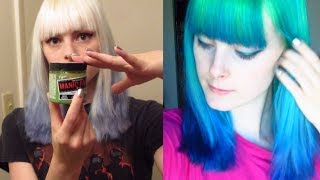 Dyeing My Hair Bright Green and Blue Ombre Hair Dye Tutorial [upl. by Rett386]