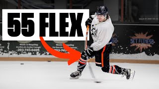 Using a JUNIOR hockey stick  55 FLEX STICK [upl. by Hudson915]