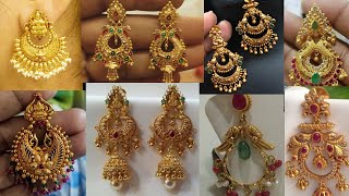 Latest Gold earrings designs with weight bridalwear jhumkas chandbali earrings collection gold [upl. by Jehial413]