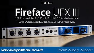 RME Fireface UFX III Overview 188Channel USB 30 Audio Interface with MADI DURec amp SteadyClock FS [upl. by Yrebmik]