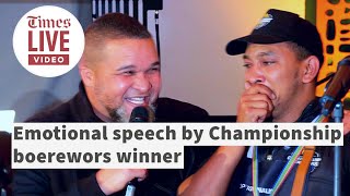 Watch the emotional speech by Checkers Championship Boerewors winner 2023 [upl. by Dohsar907]