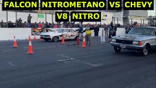 FALCON NITROMETANO VS CHEVY V8 NITRO [upl. by Nrehtak]