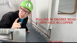 Pulling and installing a 90 degree bend with a kick in copper pipe 4K [upl. by Ancilin]