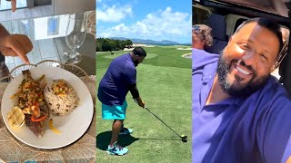 DJ Khaled Shocked Hes Not Gaining Weight on Vacation 😂 [upl. by Odnumyar870]