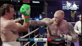 FULL FIGHT THE MOUNTAIN THOR BJORNSSON v DEVON NO LIMITS LARRATT  STRONGMAN v ARMWRESTLER [upl. by Timi978]