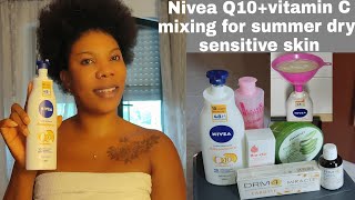 Nivea Q10Vitamin C Mixing for dry amp Sensitive Skin Lightening Your Skin On A Low Budget [upl. by Meit]