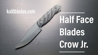 Half Face Blades  Crow Jr  Fixed Blade black G10 open tang iron grip cobalt cerakote [upl. by Leugar]