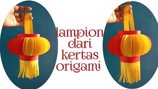 Cara membuat lampion gantung dari kertas origami  hiasan imlek [upl. by Adnilasor]