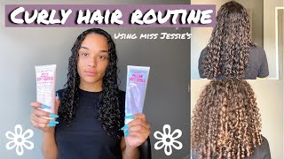 CURLY HAIR ROUTINE USING MISS JESSIES HAIR PRODUCTS [upl. by Eidod]