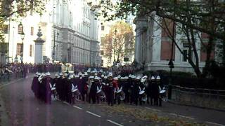 Royal marines band amp royal navy return from the cenotaph remembrance sunday 13112011 [upl. by Ytsanyd]