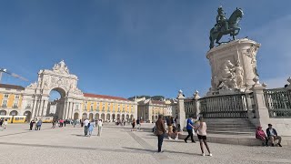 ⁴ᴷ⁶⁰ Walking Lisbon Portugal Baixa neighborhood tour [upl. by Ybbed]