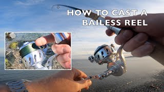 How to cast a bailess reel Van Staal VS150 spinning fixed spool full demonstration with slow motion [upl. by Lladnek621]