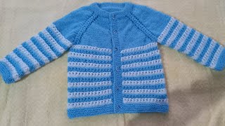 1 Year Baby Two ColoursFull Sweater Knitting Design [upl. by Fernande812]