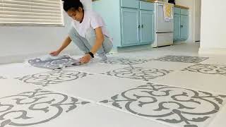 Scandinavian Tile stenciling video Stencilit® your partner since 2013 [upl. by Jary]