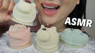 ASMR Mousse Cakes Rose Bear and Blue Cloud NO Talking Eating Sounds  NE Lets [upl. by Iblok]