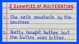 Examples of Alliterations  5 Examples of Alliteration  in English [upl. by Hanshaw]