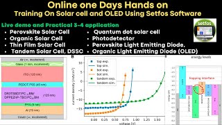 Handson training on Solar Cell TandemPerovksiteThin FilmOrganicamp OLED Simulation using SETFOS [upl. by Elleirua443]