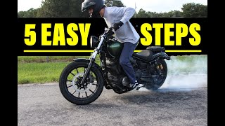 HOW TO Rolling Burnout a YAMAHA BOLT  OR Any MOTORCYCLE [upl. by Alleon]