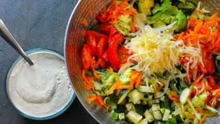 The BEST Raw Vegan Salad Dressing  My Favorite Salad RECIPE [upl. by Anairdna]