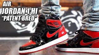 WATCH BEFORE YOU BUY  Air Jordan 1 Hi quot Patent Leather Bred quot Review and On Foot in 4K [upl. by Lu]