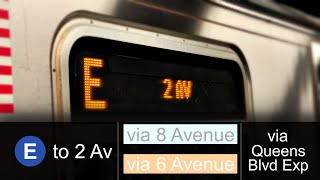 R160 E Train via 8 Avenue  via 6 Avenue line Announcements  To 2 Av [upl. by Naerb]