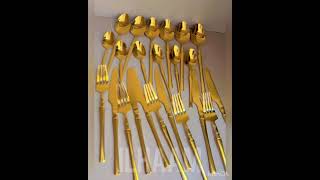 Stainlessteel 24 Cutlery Set Full Golden  Golden Black  Golden Pink [upl. by Nniuq]