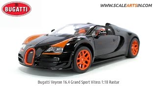 Bugatti Veyron 164 Grand Sport Vitess 118 Rastar black diecast scale model car scaleartsin [upl. by Enaek]