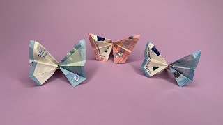 SCHMETTERLINGE aus Geldscheinen falten DIY 🦋🌈  Eine kreative Art Geld zu verschenken kinderleicht [upl. by Noemi]