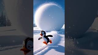 Cute penguin played with snowball penguin rabbit funny ai [upl. by Newkirk]