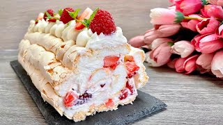 Super delicious and easy meringue roulade dessert Everyone will be amazed [upl. by Aryaz709]