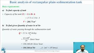 Basic analysis of rectangular plain sedimentation tank [upl. by Tegdirb487]