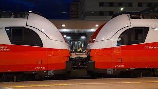 ÖBB 4748 003  4748 001 als S1 nach Bregenz bei der Ein und Ausfahrt in Feldkirch [upl. by Ytirehc]