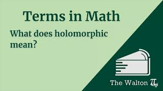 What does holomorphic mean [upl. by Ijies]