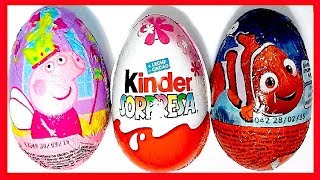 3 huevos sorpresa en español de chocolate de Peppa Pig Buscando Nemo y Kinder sorpresa [upl. by Henebry]