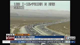 Traffic backed up for miles heading into California [upl. by Neerac]