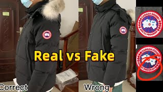 Real vs Fake Canada Goose Wyndham Parka Black Lable [upl. by Giacopo25]