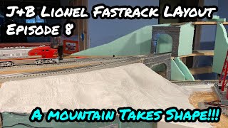 Lionel Fastrack Layout Episode 8  A Mountain Takes Shape [upl. by Ajet]