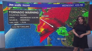 Tornado Warning issued for Pacific County [upl. by Nhoj717]