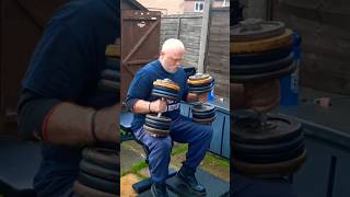 Old Man Lifts Heavy Vintage Weights in his Garden Gym shorts [upl. by Elstan]