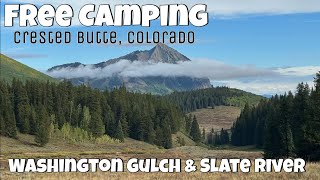 Free Camping Crested Butte Colorado  Washington Gulch amp Slate River Dispersed Campsites [upl. by Oleusnoc]