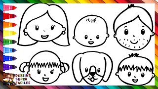 Dessiner et Colorier Une Famille 👩👨👧👦🐶🌈 Dessins pour enfants [upl. by Areik]