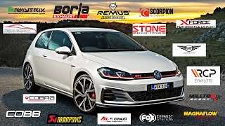 MK7 VW GOLF GTI BEST EXHAUST SOUNDSAKRAPOVIC ARMYTRIX BORLA MILLTEK REMUS [upl. by Ahsekam]