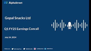 Gopal Snacks Ltd Q1 FY202425 Earnings Conference Call [upl. by Rettke]