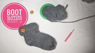 How to Loom Knit Boot Slippers  PART 1 DIY Tutorial [upl. by Torruella74]