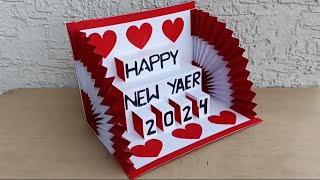 DIY  Happy New Year Card  Handmade New Year Card  New Year 2024 Greetings Card [upl. by Ilrebmik]