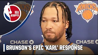 Jalen Brunson jokes on Knicks media day WHOS KARL  NBA on ESPN [upl. by Koh]